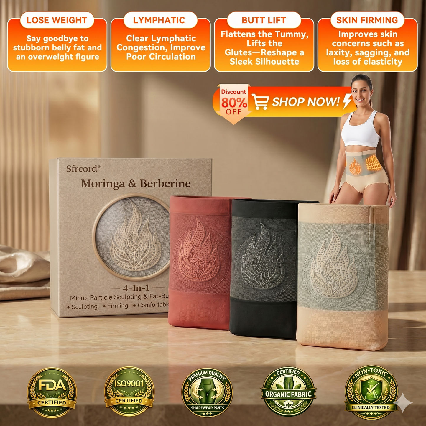 🇺🇸2026 Moringa & Berberine 4In-1 Micro-Particle Sculpting & Fat-Burn Shorts