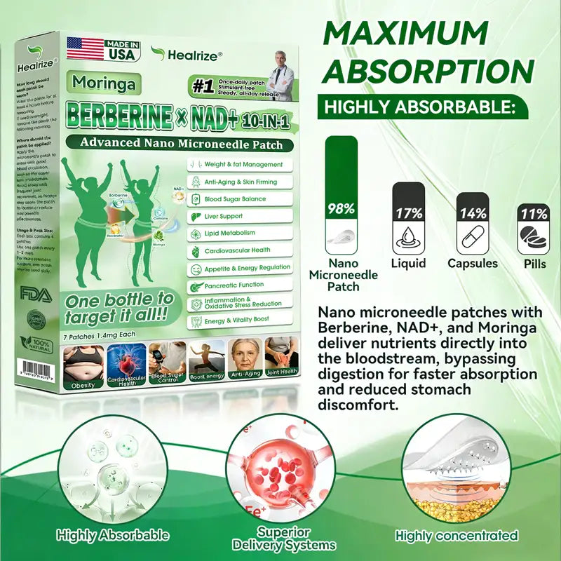 𝐎𝐟𝐟𝐢𝐜𝐢𝐚𝐥 𝐔𝐒 𝐒𝐭𝐨𝐫𝐞 | 🇺🇸𝐇𝐞𝐚𝐥𝐫𝐢𝐳𝐞® Moringa · Berberine × NAD+ 🩺𝟏𝟎-𝐢𝐧-𝟏 𝐀𝐝𝐯𝐚𝐧𝐜𝐞𝐝 𝐍𝐚𝐧𝐨 𝐌𝐢𝐜𝐫𝐨𝐧𝐞𝐞𝐝𝐥𝐞 𝐏𝐚𝐭𝐜𝐡 — 𝐎𝐧𝐜𝐞 𝐃𝐚𝐢𝐥𝐲, 𝐕𝐢𝐬𝐢𝐛𝐥𝐞 𝐑𝐞𝐬𝐮𝐥𝐭𝐬 𝐢𝐧 𝟕 𝐃𝐚𝐲𝐬 🧑‍⚕️