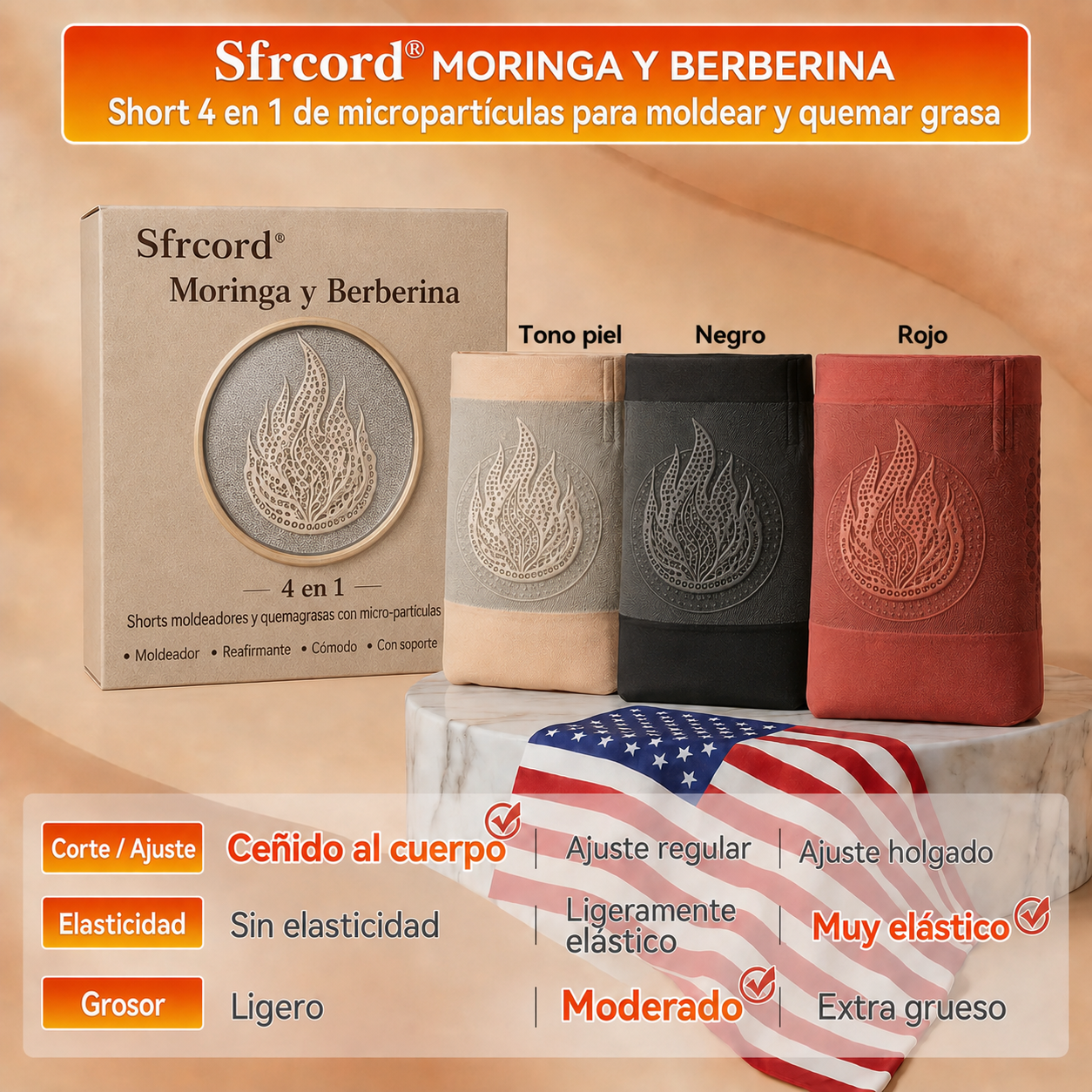 🔥 2026 Shorts Sculpting y Quema de Grasa 4 en 1 con Micro-Partículas de Moringa y Berberina